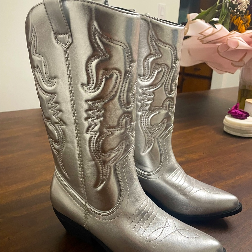 Silver cowboy boots